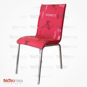 Kırmızı istanbul desenli petli sandalye