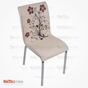 Krem kahve renk çiçekli petli sandalye