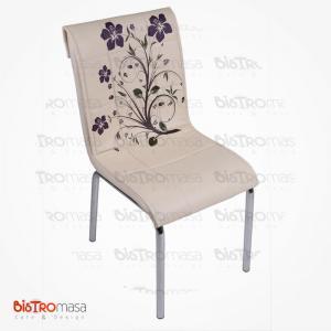 Krem lila çiçekli petli sandalye