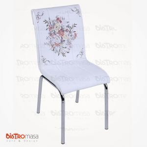 Çiçek sepeti desenli petli sandalye