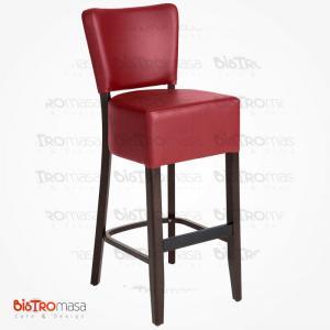 Kırmızı renk ahşap bar sandalyesi