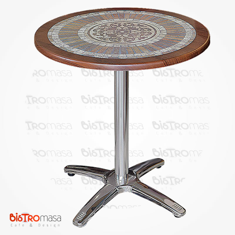 Desenli Yuvarlak Cafe Masa