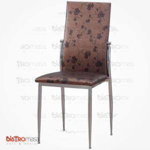 Kahverengi çiçekli metal sandalye
