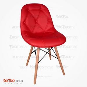 Kırmızı ahşap cafe sandalye